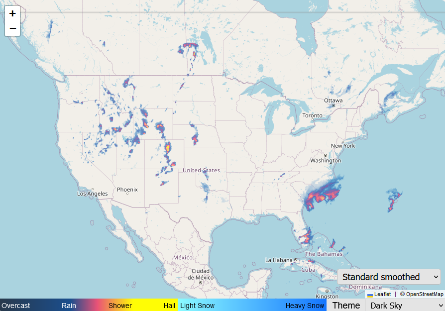 Screenshot of the weatherfor.me weather radar